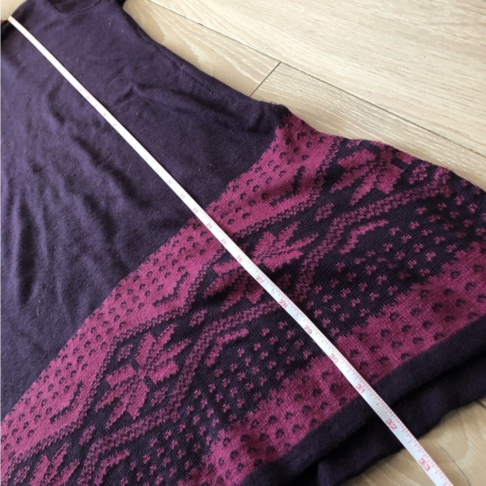 Max Fair Isle Jacquard Knit Side Slit Turtleneck Dress in Dark Purple Size L - Picture 8 of 9